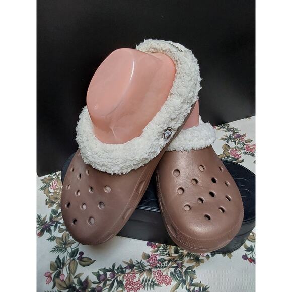 Original Croc's Bronze Brown Fur Lined Slip on Men 6 Women 8 - Picture 7 of 8
